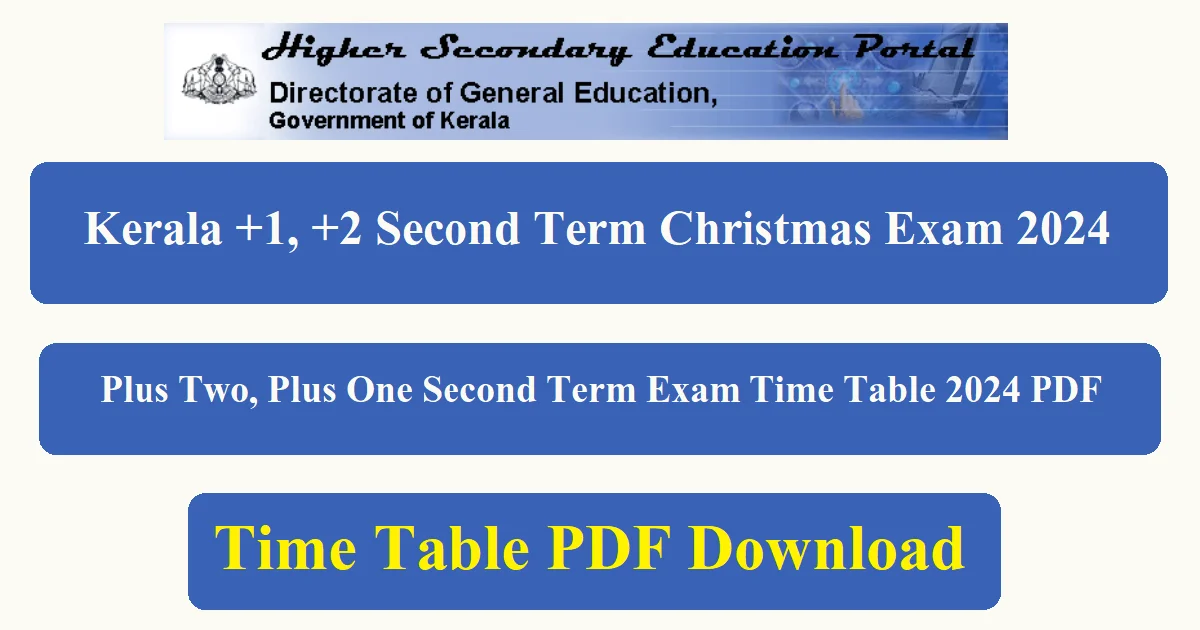 Plus Two, Plus One Second Term Exam Time Table 2024