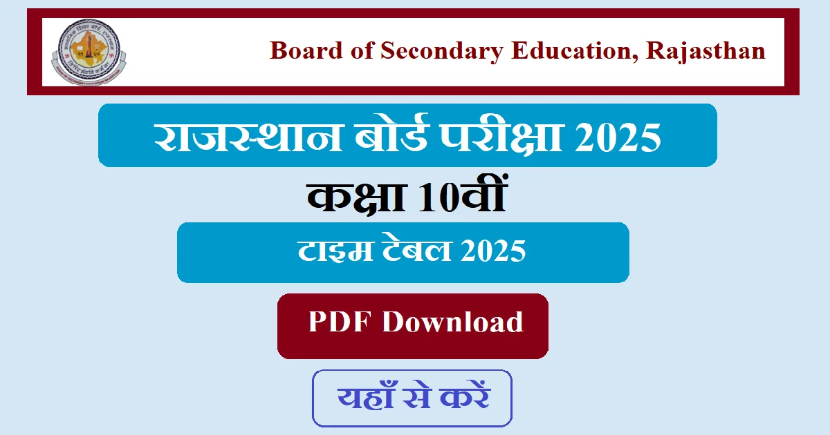 RBSE 10th Time Table 2025