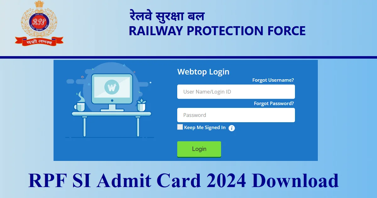 RPF SI Admit Card 2024