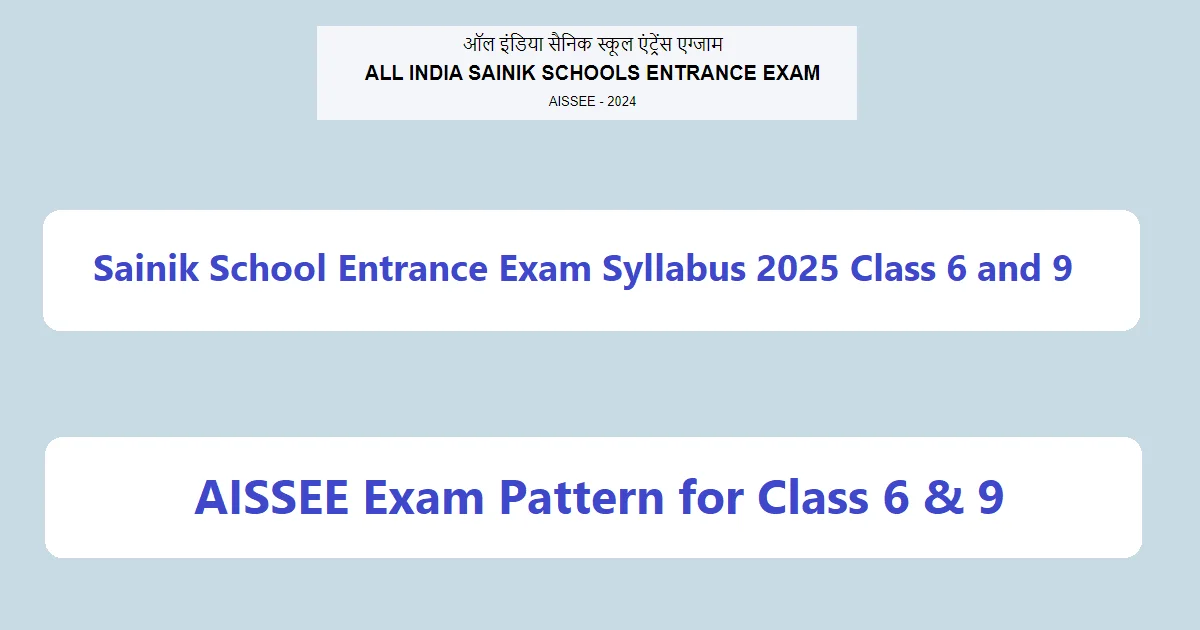 Sainik School Entrance Exam Syllabus 2025