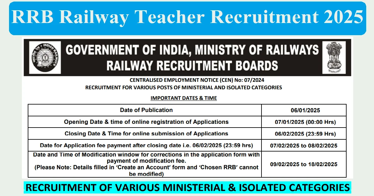 Railway Teacher Recruitment 2025