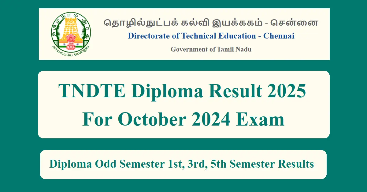 TNDTE Diploma Result 2025 for October 2024