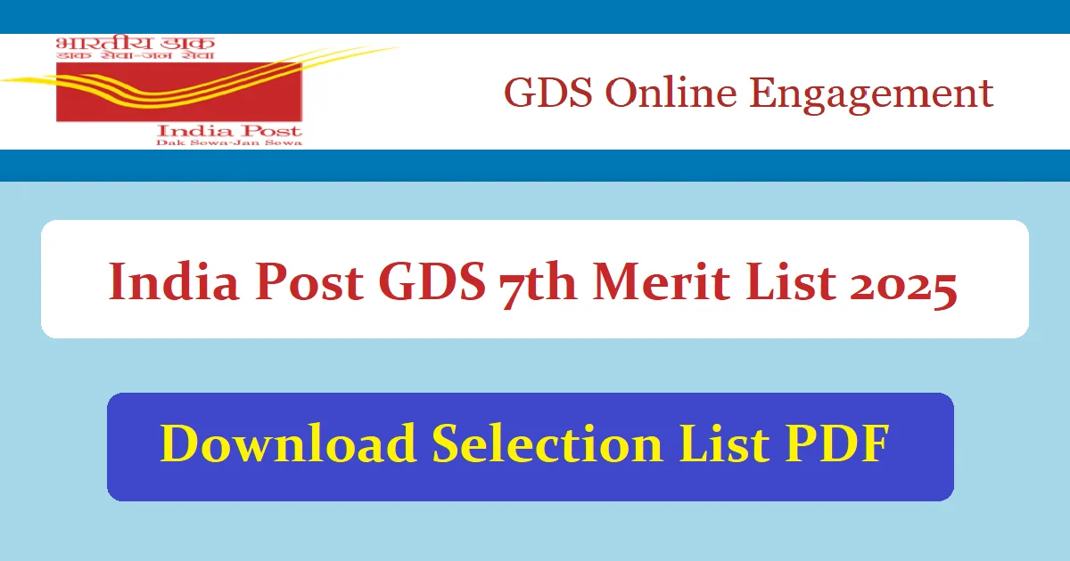 India Post GDS 7th Merit List 2025 Pdf